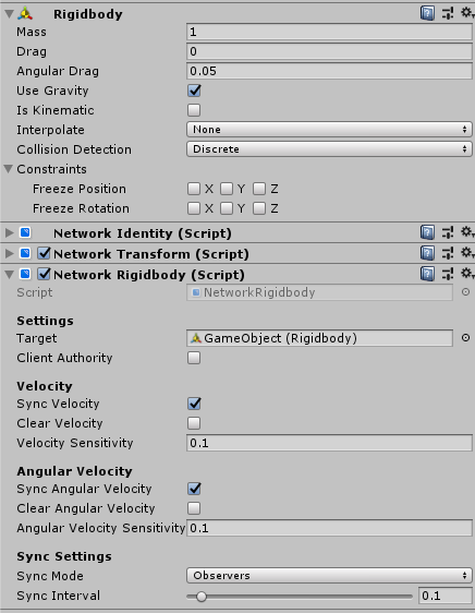 Network Rigidbody inspector