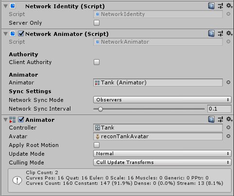 The Network Animator component in the Inspector window