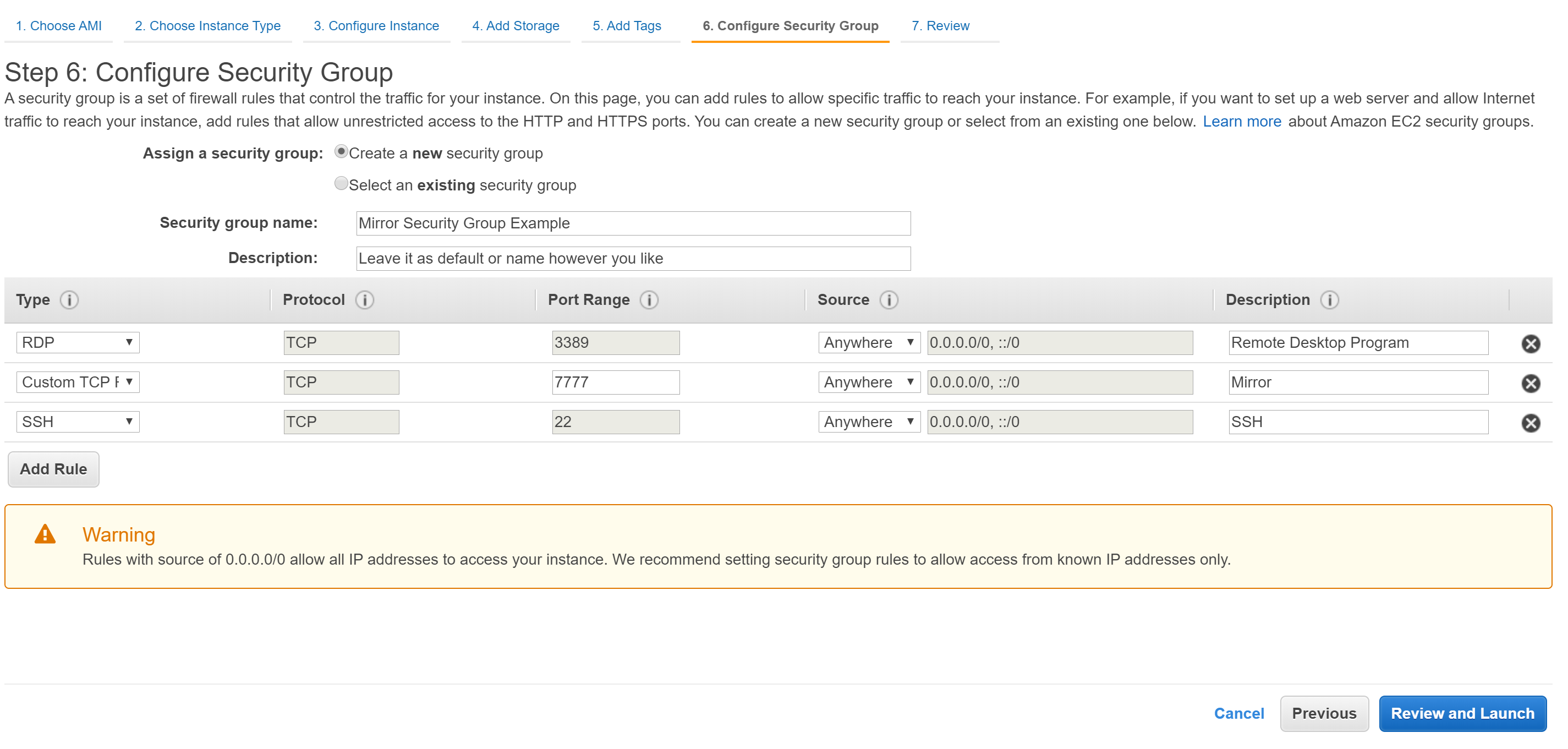 Configuring Security Groups