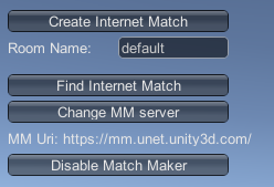 Mirror’s built-in Network Manager HUD, shown in MatchMaker mode.