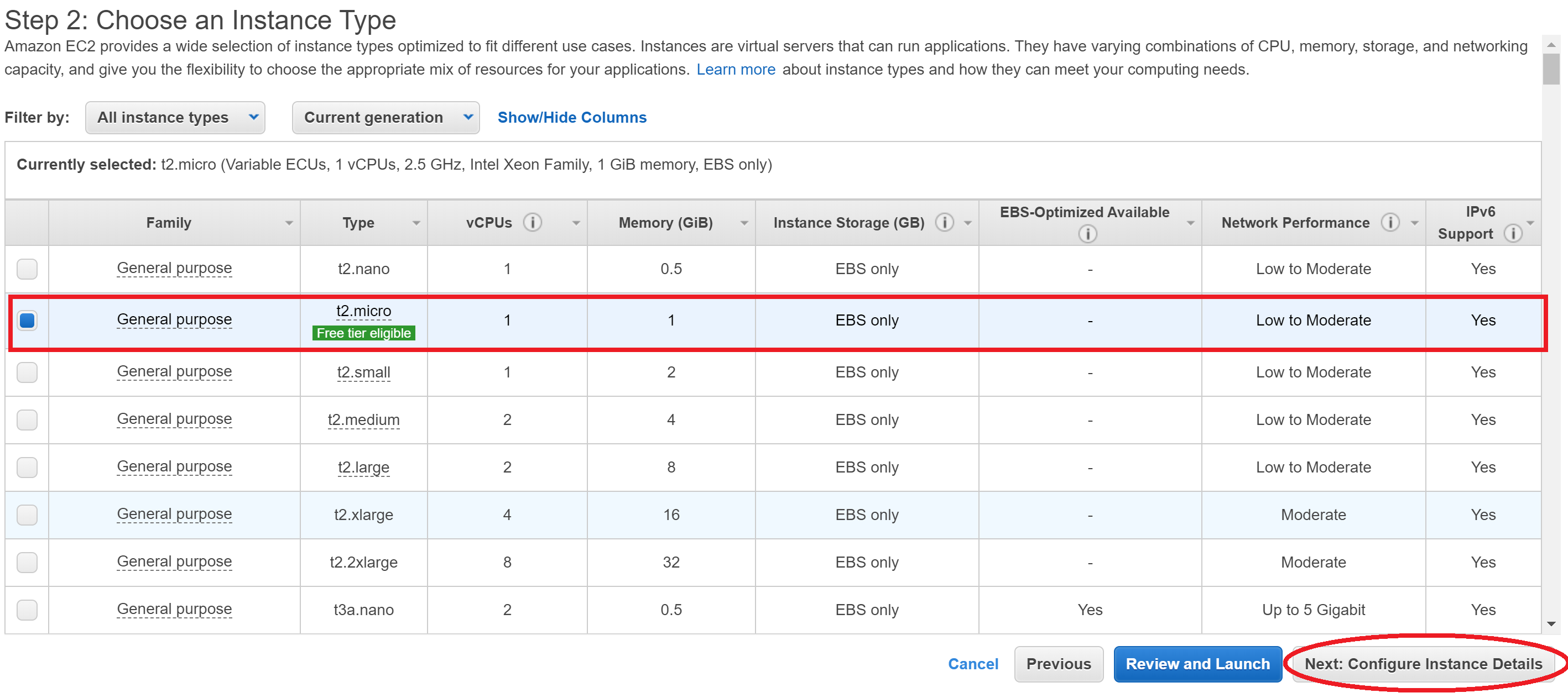 Choose Instance Type